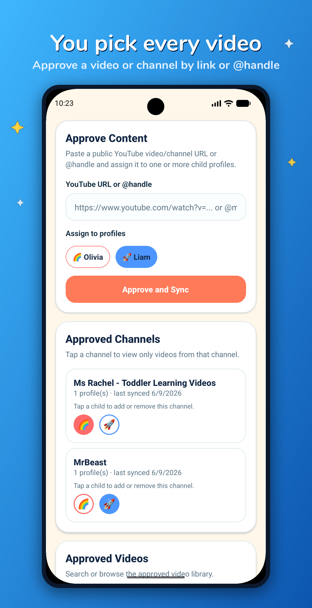 Approve videos and channels