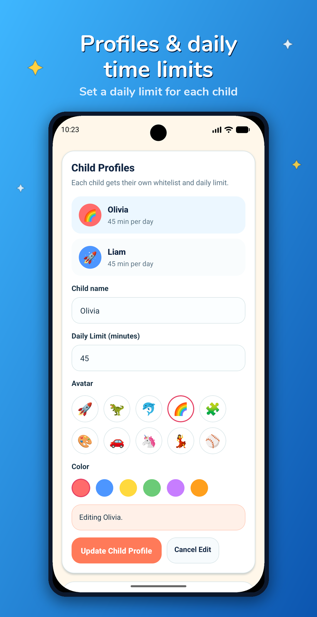 Profiles and daily time limits
