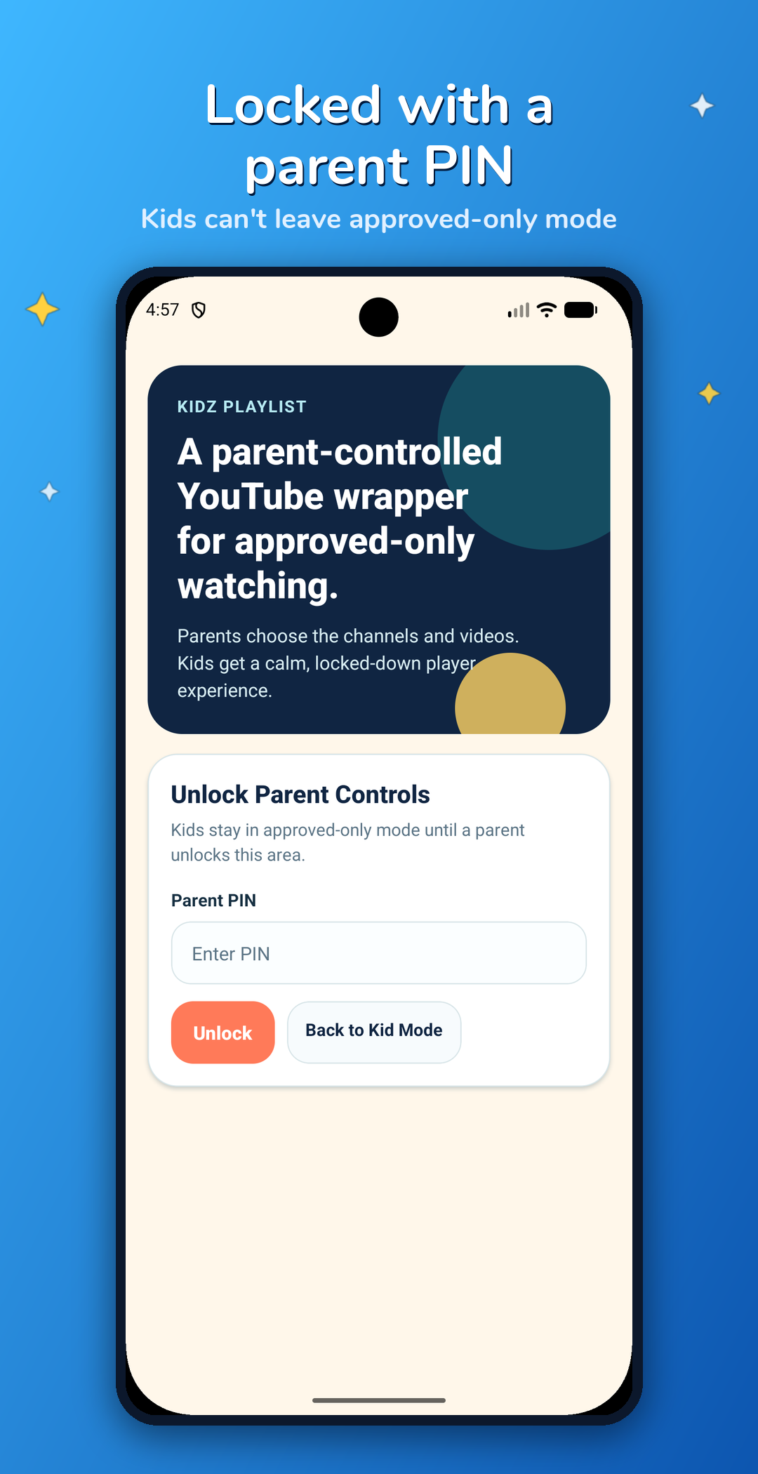 Parent PIN lock